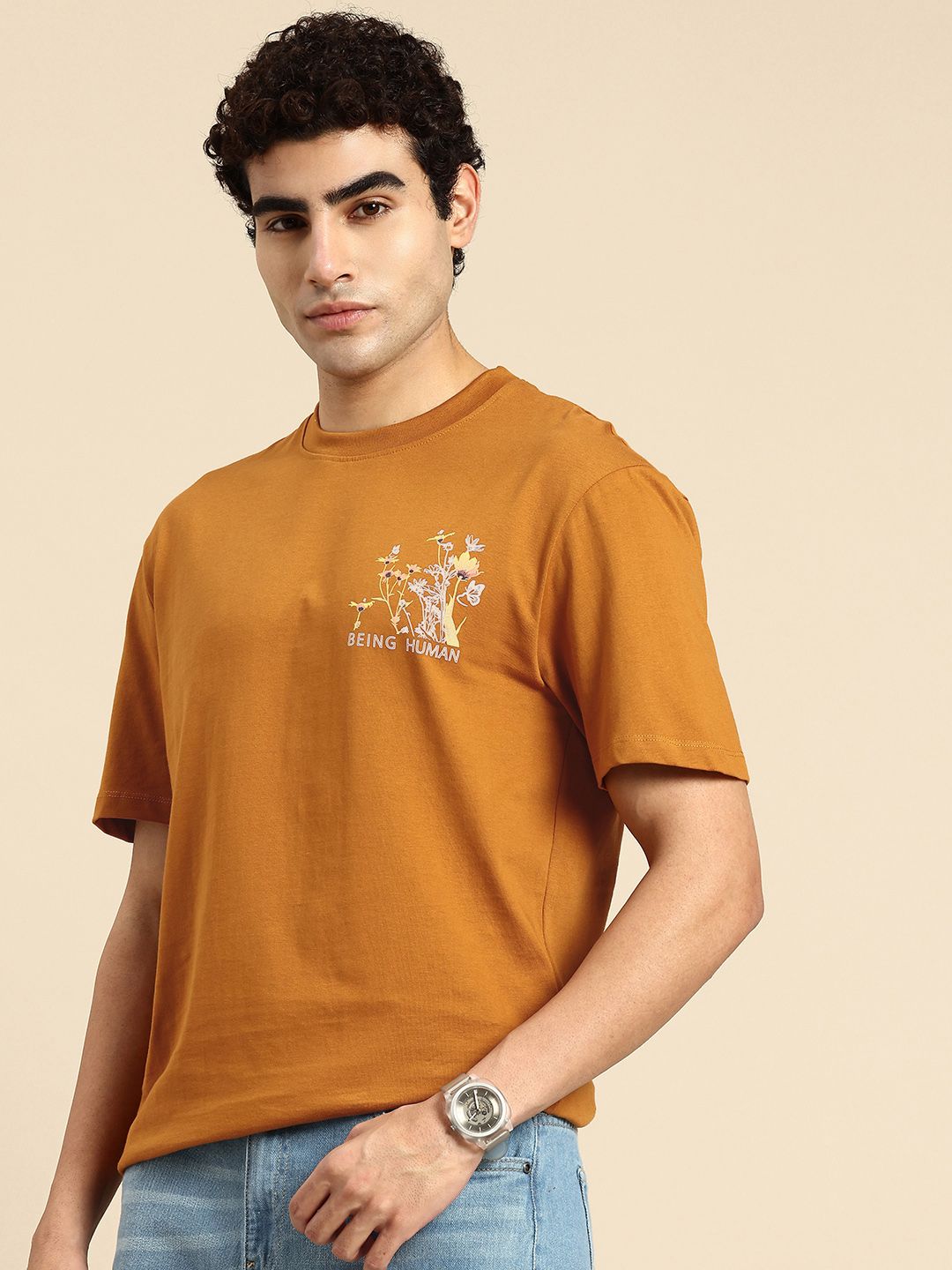 Being Human Graphic Printed Drop-Shoulder Sleeves Pure Cotton Easy Fit T-shirt