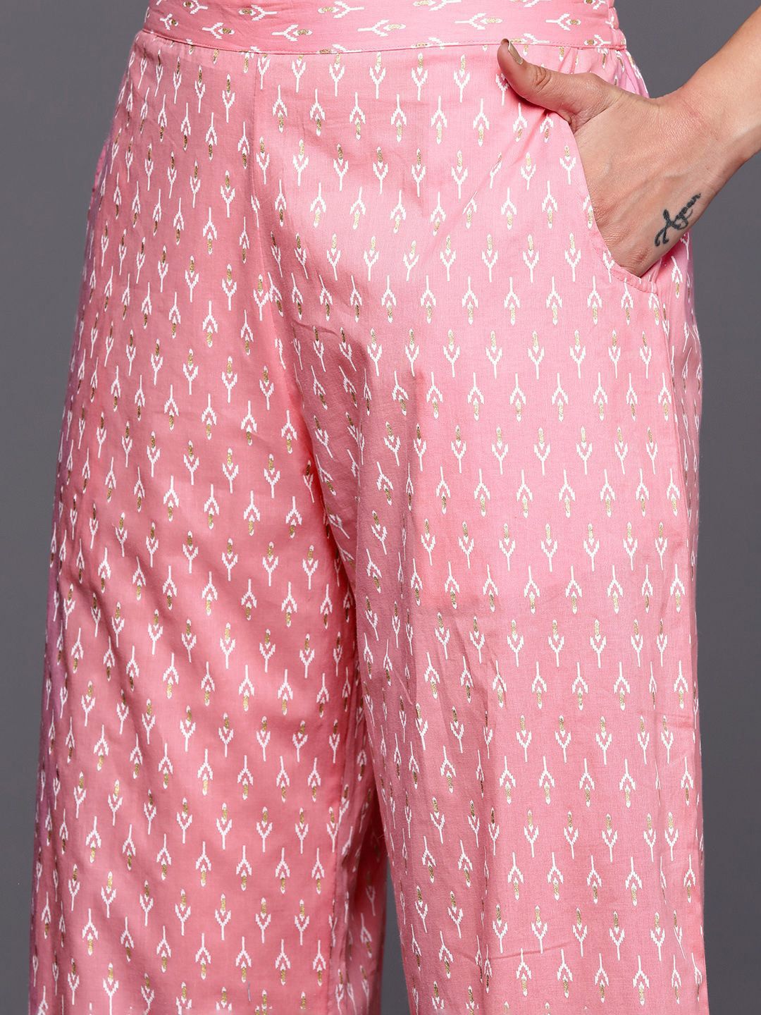 Libas Ethnic Motifs Printed Thread Work Anarkali Kurta With Palazzos & Dupatta