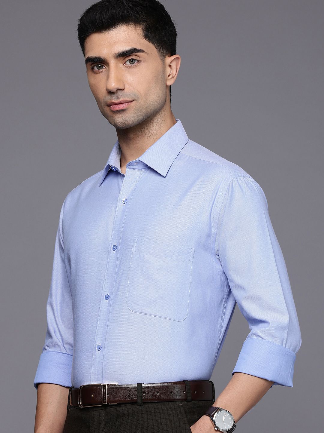 Raymond Slim Fit Textured Pure Cotton Formal Shirt