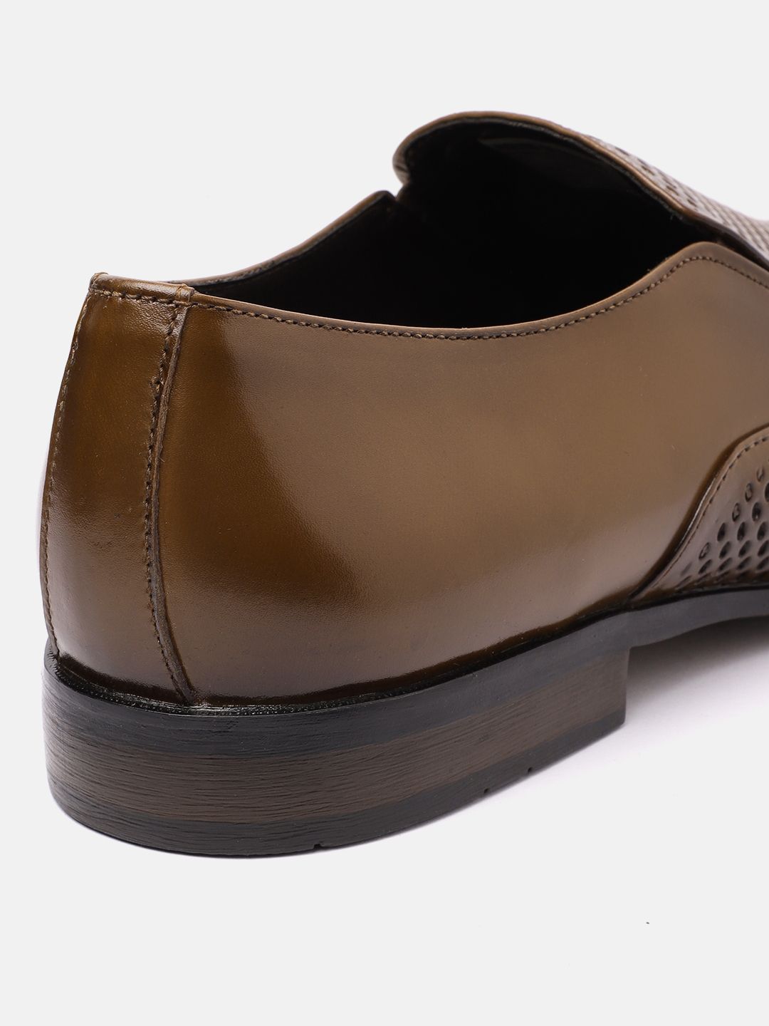House of Pataudi Men Perforated Formal Slip-On Shoes