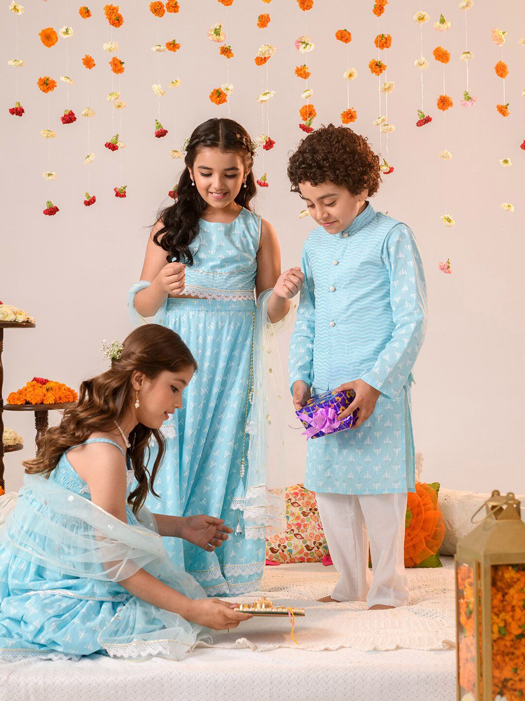 pspeaches Boys Printed Pure Cotton Kurta with Pyjamas