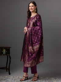 Anouk Zari Woven Design Kurta with Trousers & Dupatta