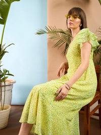 SASSAFRAS Floral A Line Midi Dress