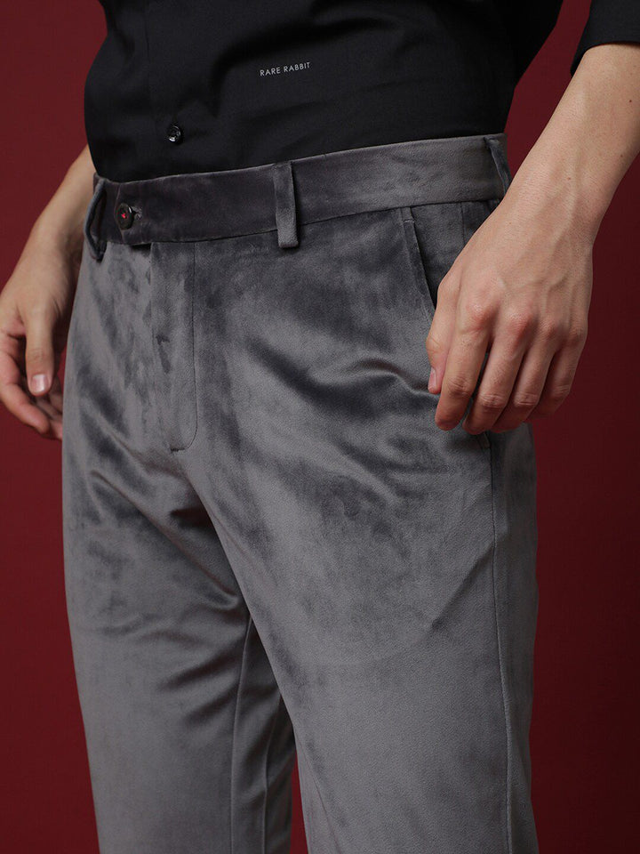 RARE RABBIT Men Ozzy Mid-Rise Slim Fit Cotton Trouser
