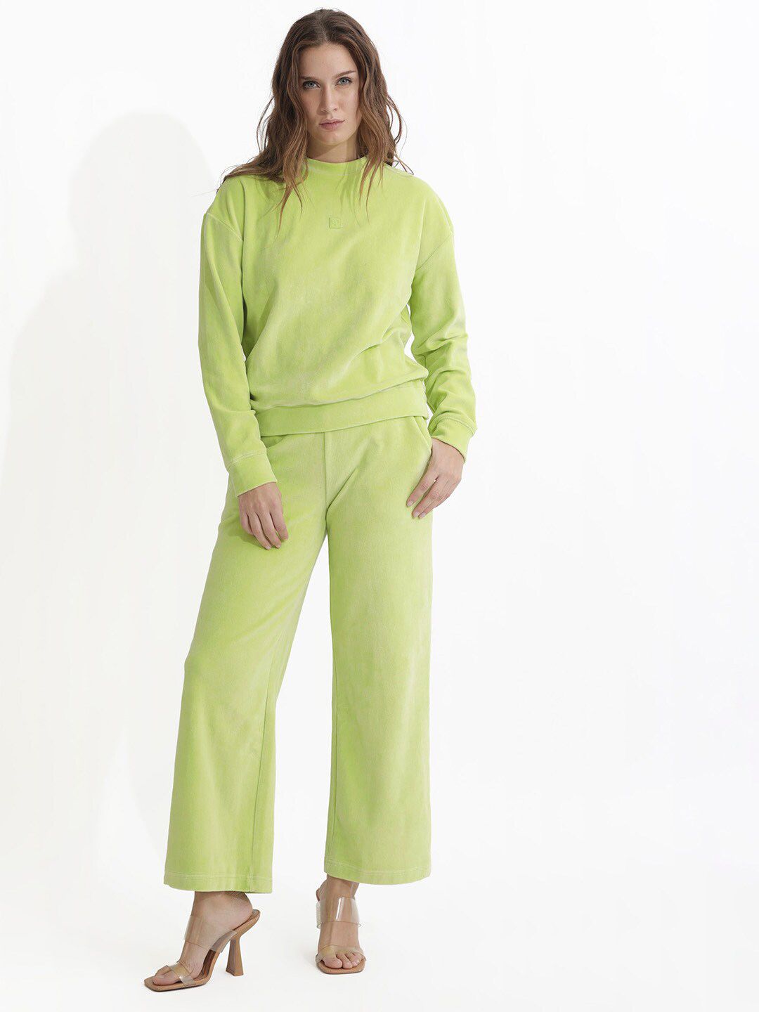 Rareism bulat leher kapas pullover sweatshirt