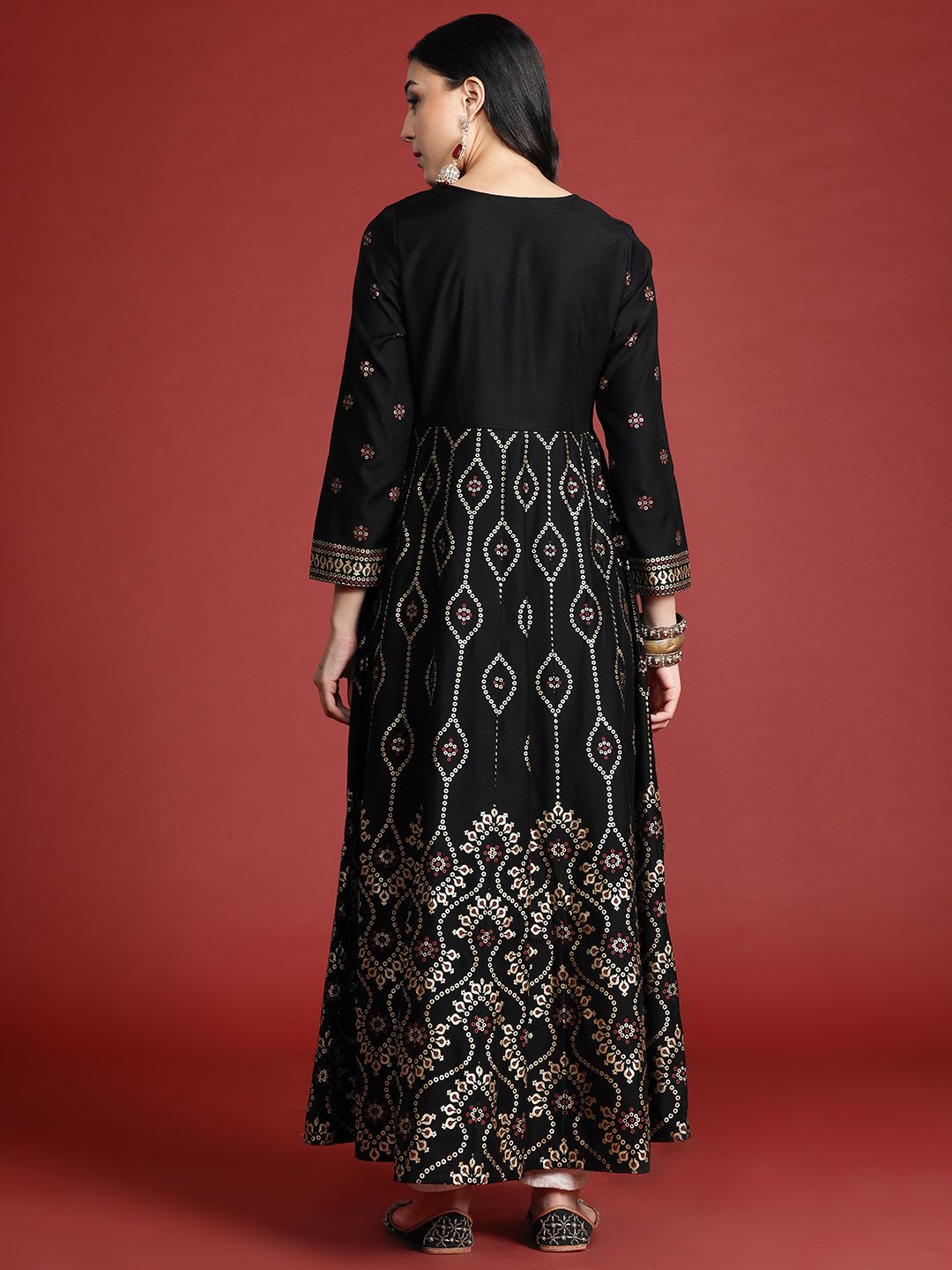 Anouk Tyohaar Foil Ethnic Print Anarkali Kurta