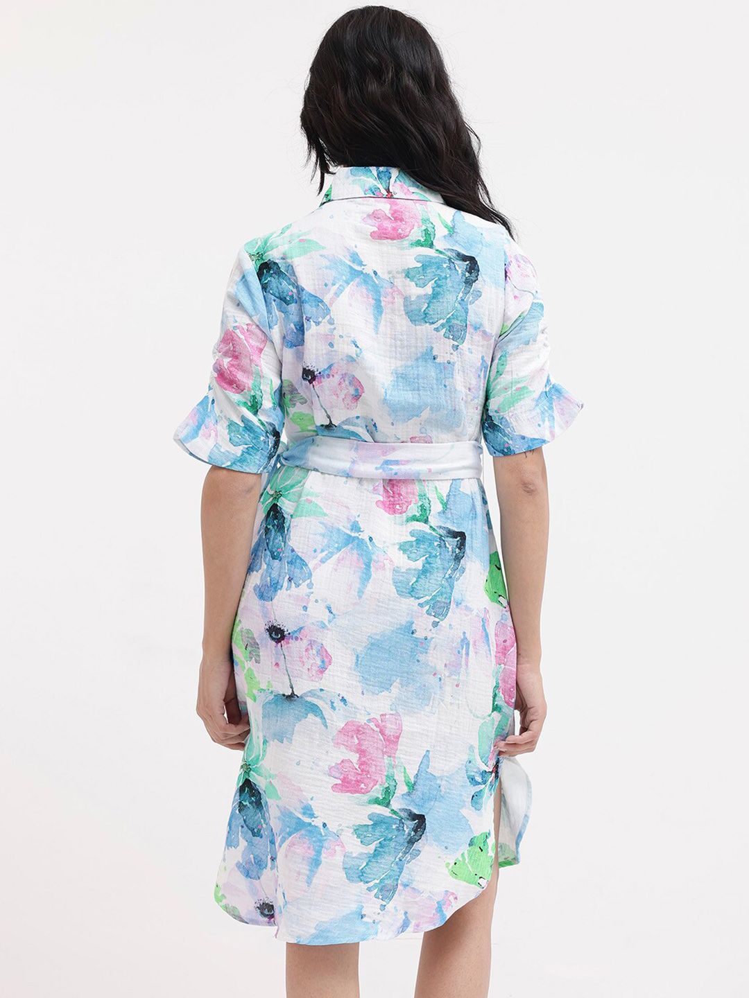 RAREISM Floral Print Knee Length Shirt Dress