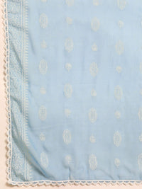 Anouk Floral Foil Printed Regular Kurta With Trousers & Dupatta