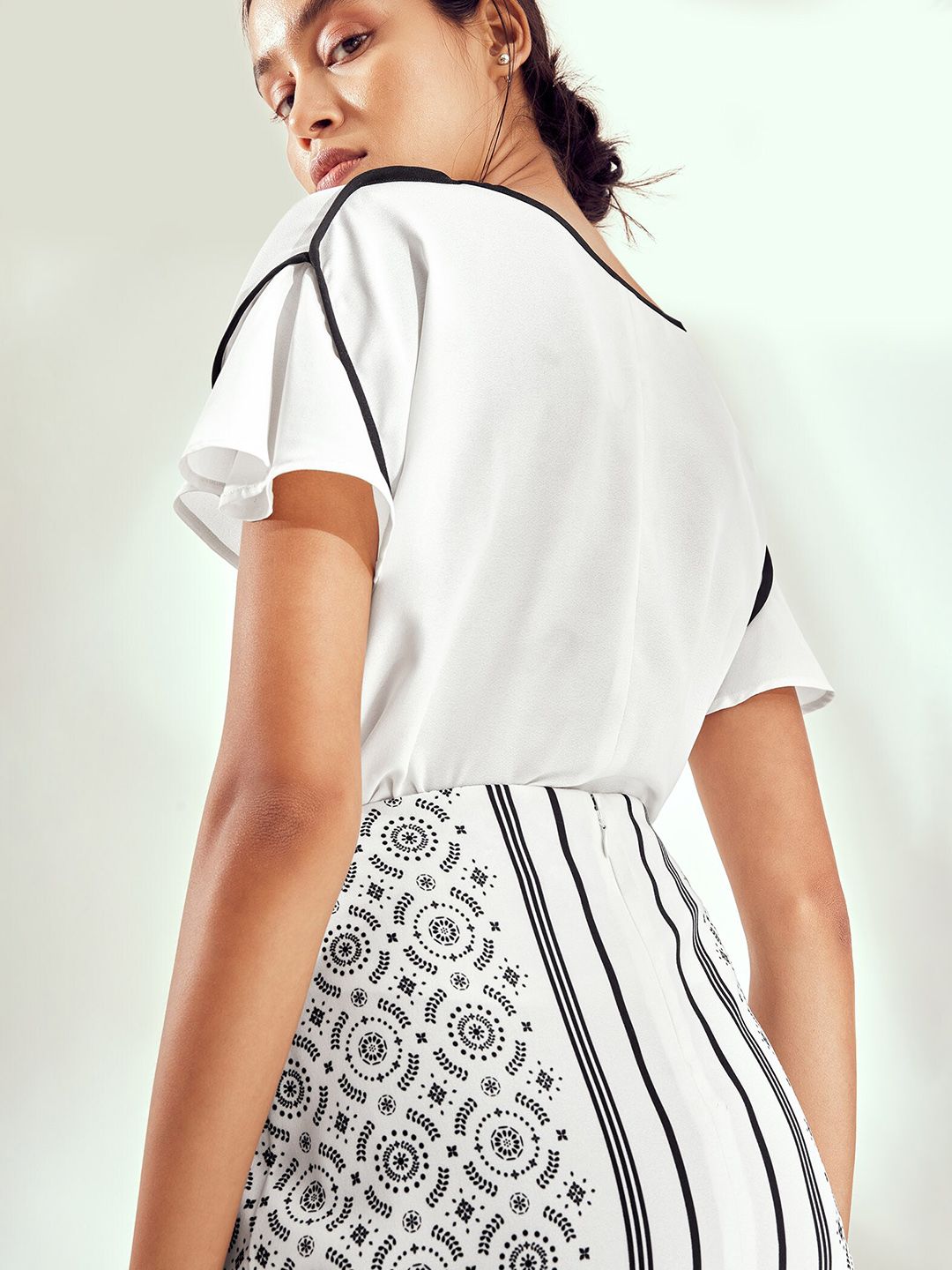 The Label Life Printed Pencil Midi Skirt