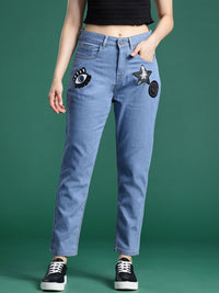 DressBerry Women Boyfriend Fit Embellished Stretchable Jeans