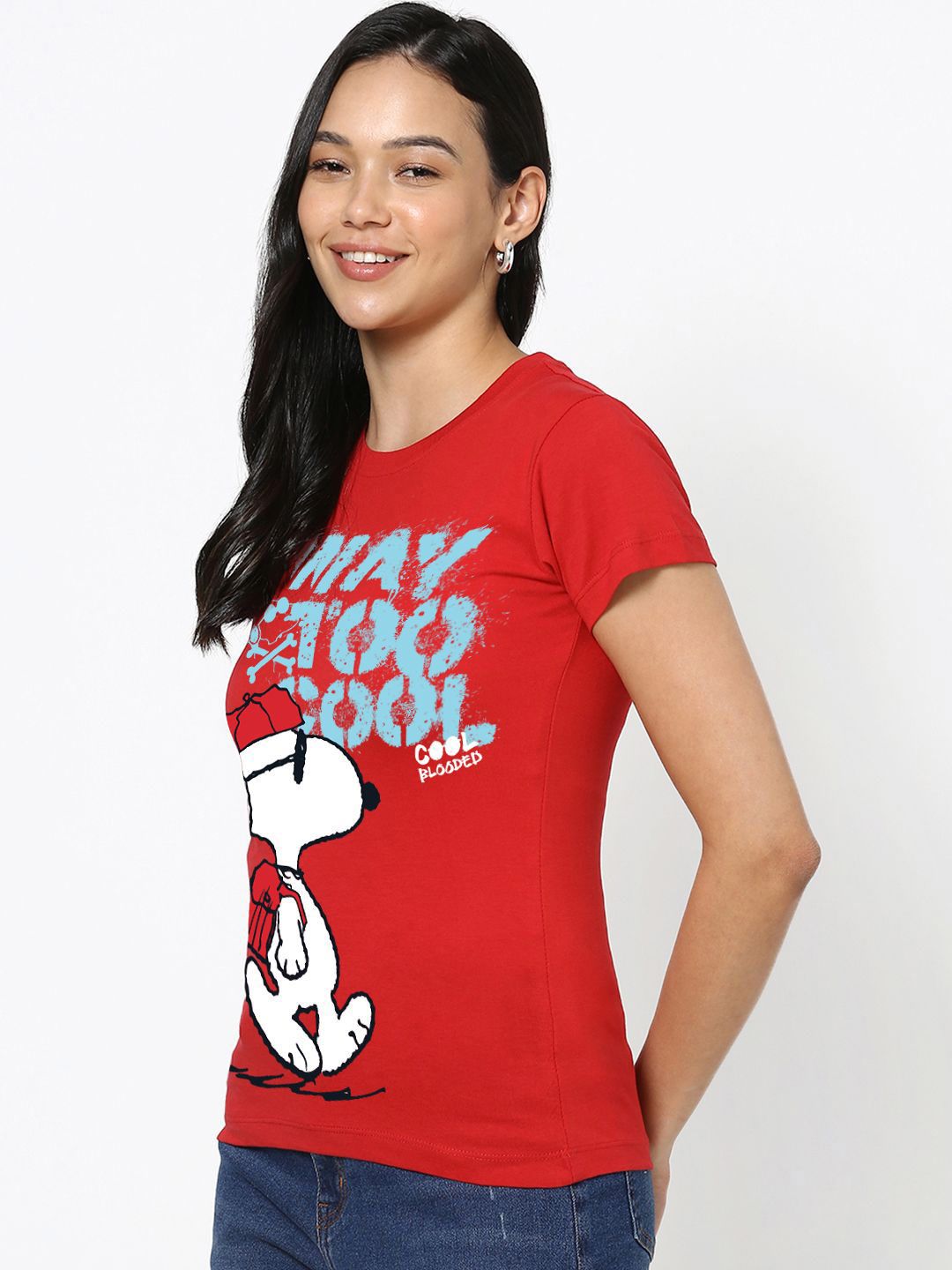 Bewakoof Women Typography Printed Round Neck Cotton Peanuts T-shirt