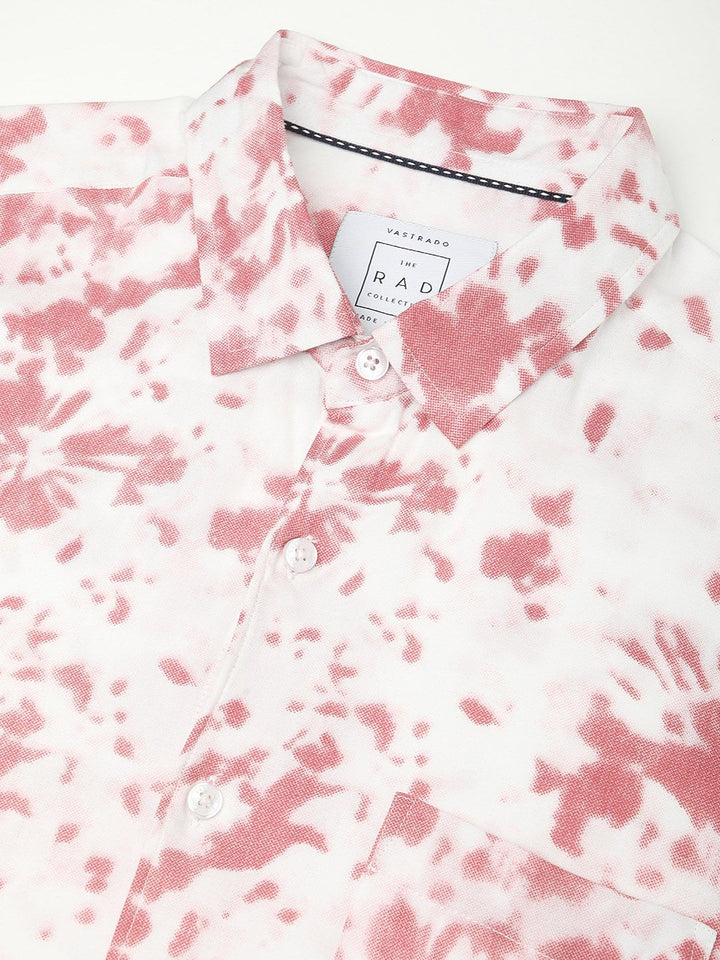 VASTRADO Men Classic Spread Collar Tie and Dye Printed Slim Fit Casual Shirt