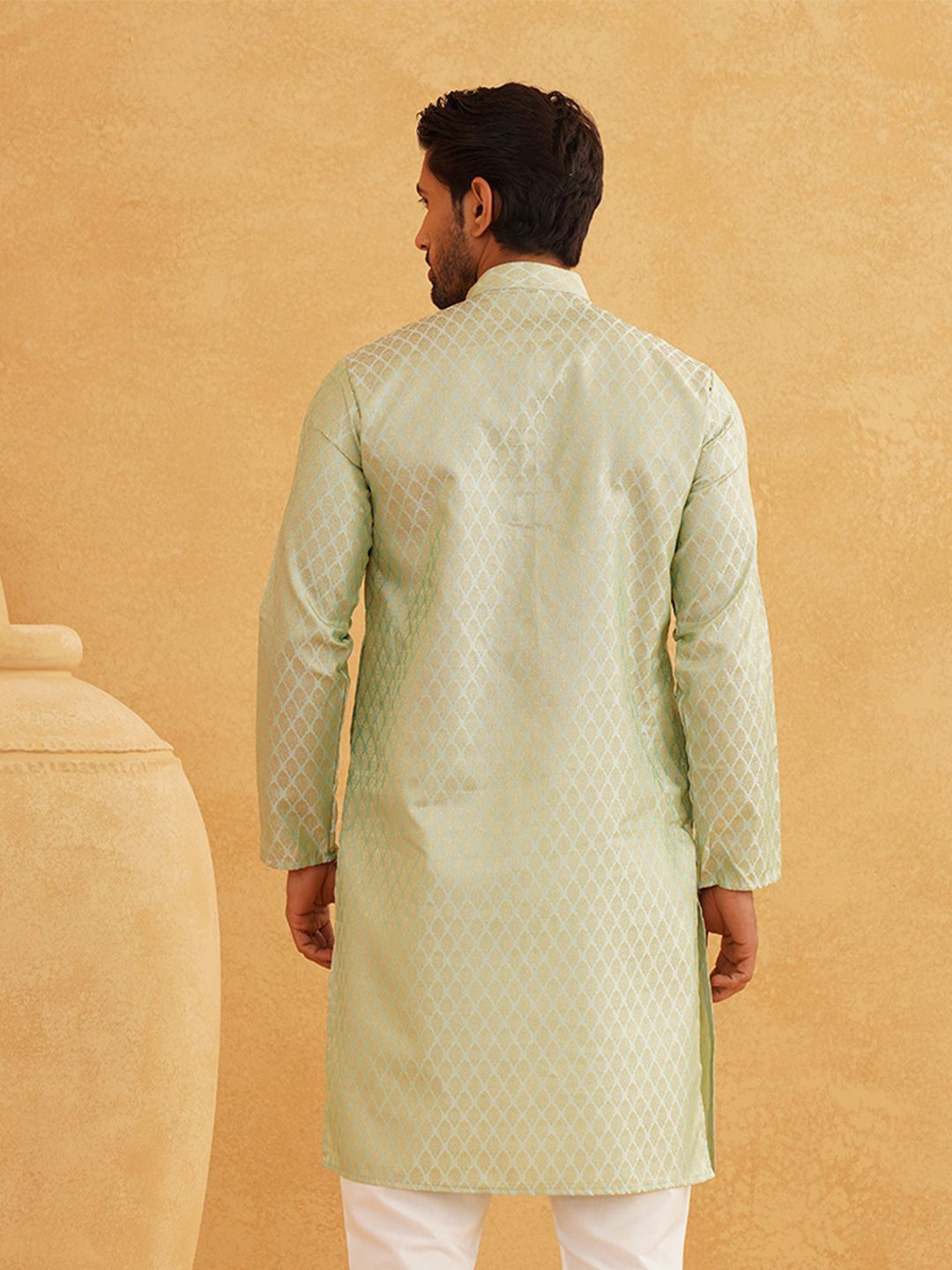 SOJANYA Motif Etnik Pastel Silk Cotton Kurta