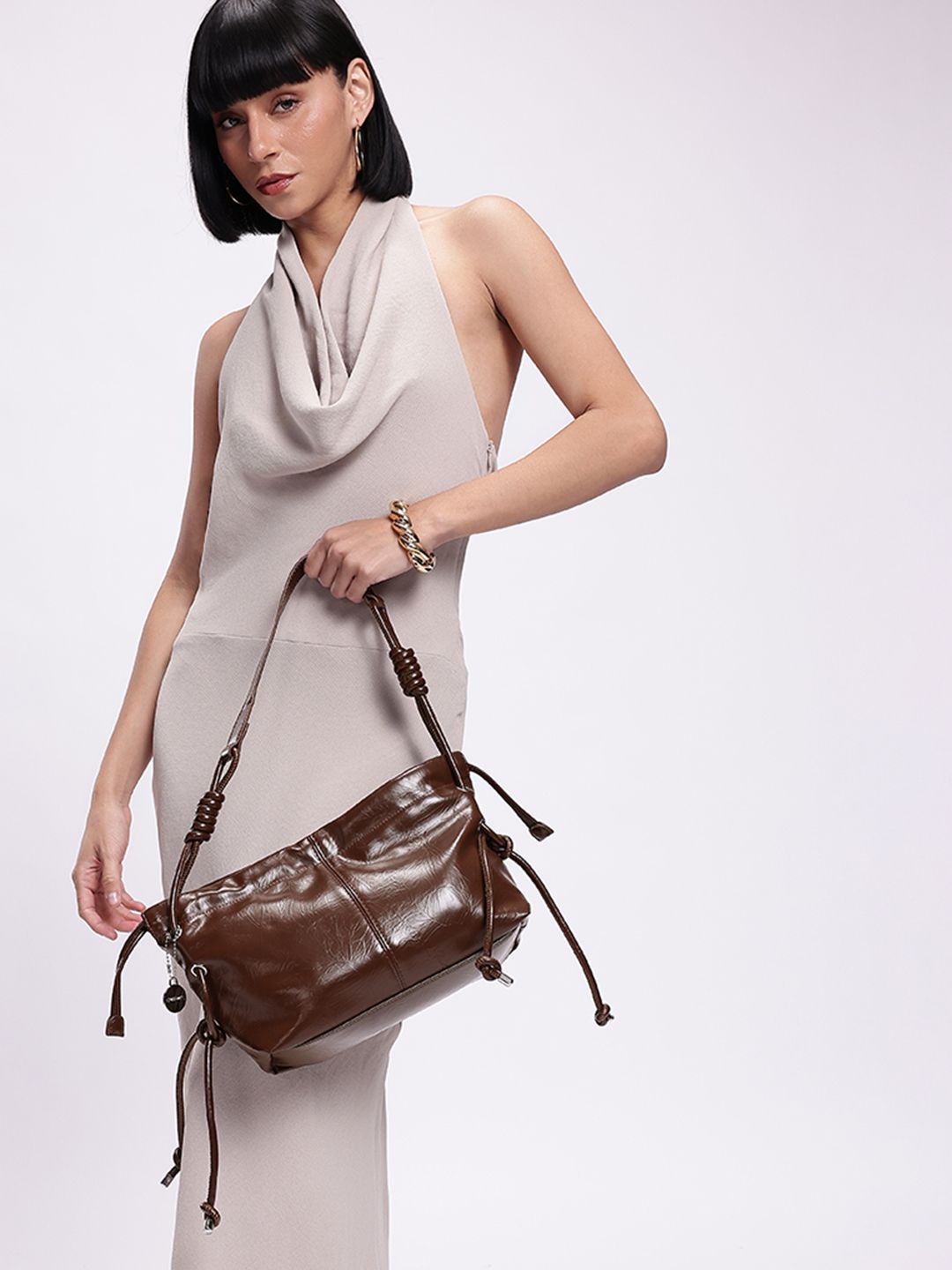 DressBerry Textured Structured Shoulder Bag