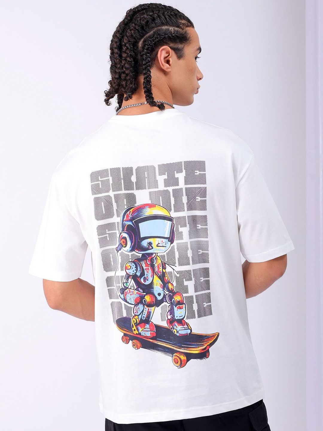 The Indian Garage Co Men Back Printed Boxy Oversized Pure Cotton T-shirt