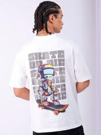 The Indian Garage Co Men Back Printed Boxy Oversized Pure Cotton T-shirt