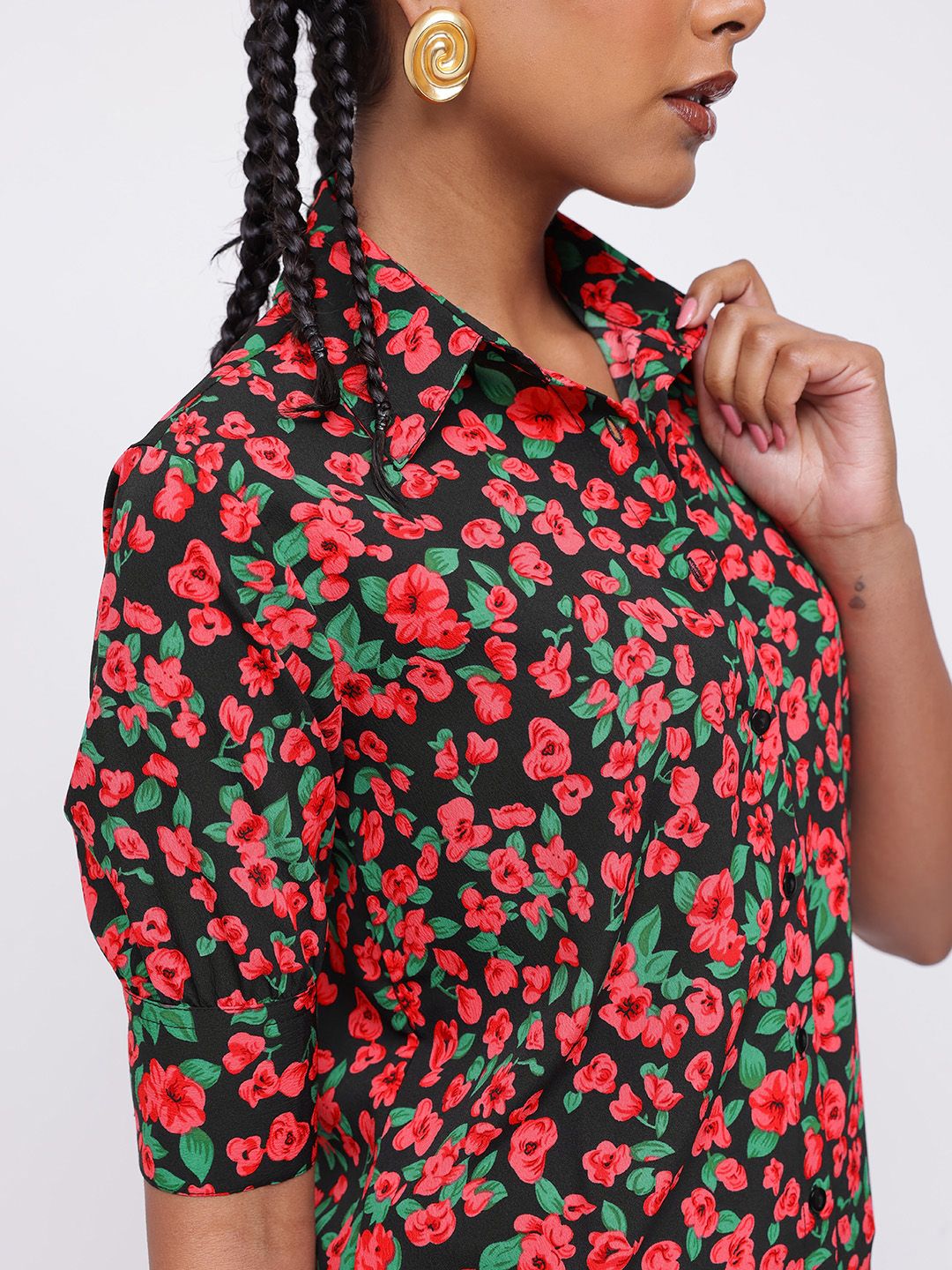 DressBerry Vibrant Bright Floral Printed Shirt