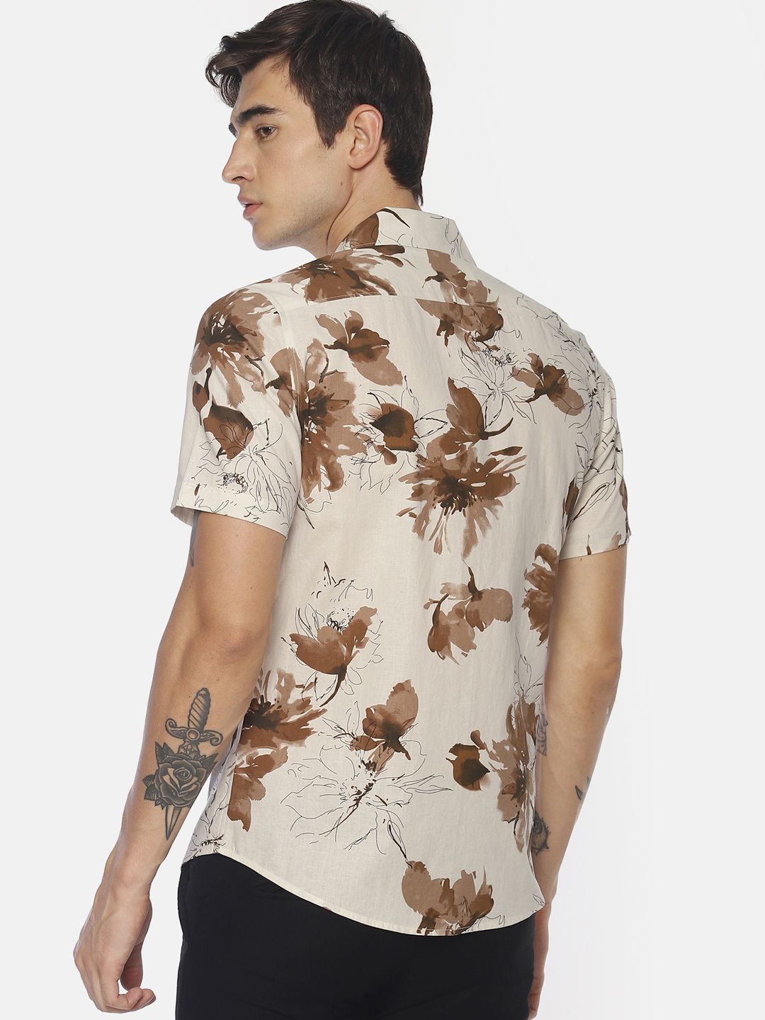 Bene Kleed Men Beige & Brown Slim Fit Printed Casual Shirt
