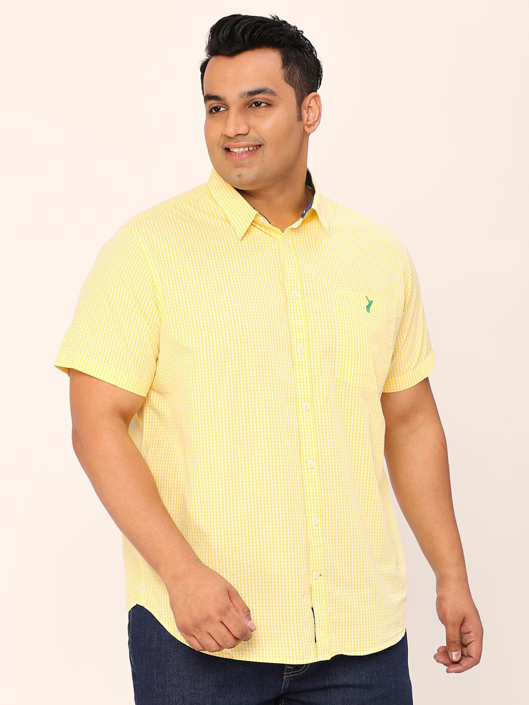 Thomas Scott Plus Size Standard Micro Checked Cotton Casual Shirt