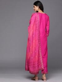 Libas Women Magenta Floral Kurta with Trousers & With Dupatta