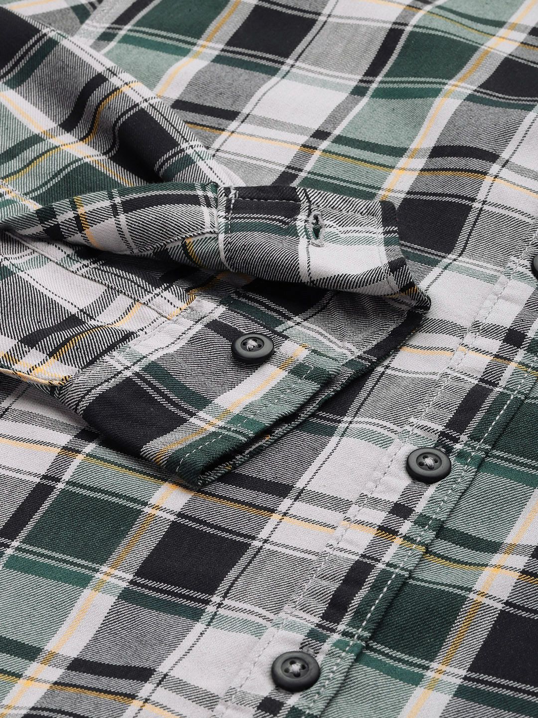 The Indian Garage Co Men Green Tartan Checked Cotton Casual Shirt