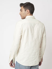 VASTRADO Men Spread Collar Textured Cotton Casual Shirt