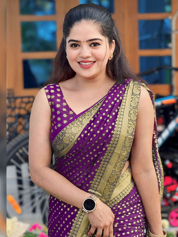 KALINI Woven Design Zari Saree With Unstiched Blouse Piece