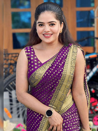 KALINI Woven Design Zari Saree With Unstiched Blouse Piece