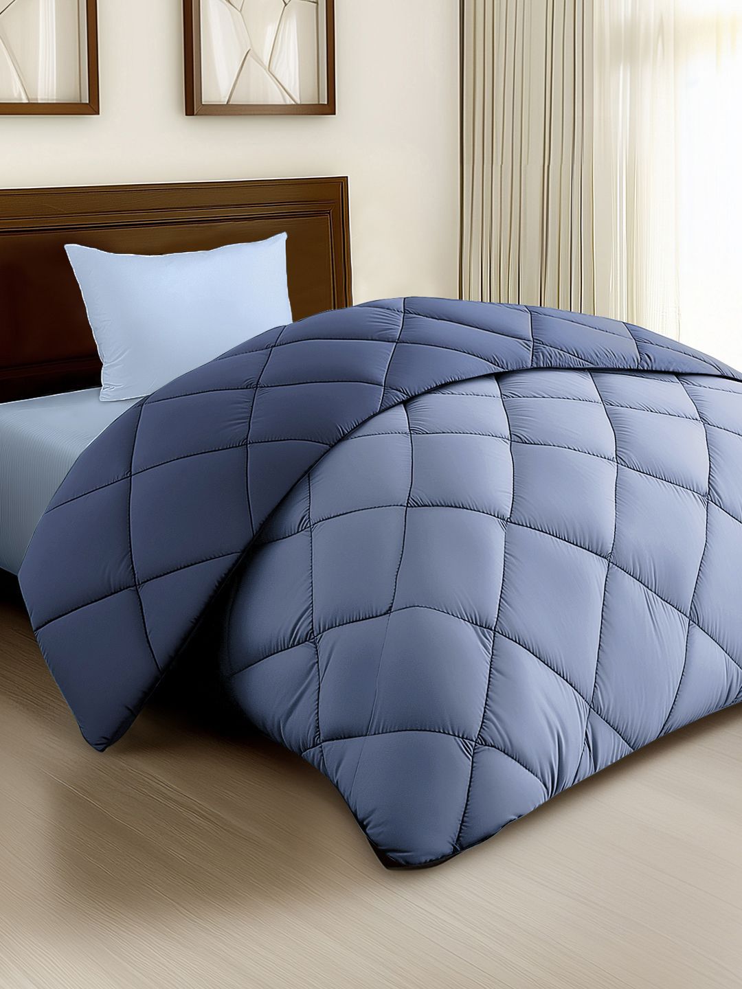 Story@home Lavender & Blue Solid Reversible 240 GSM Heavy Winter Single Bed Comforter