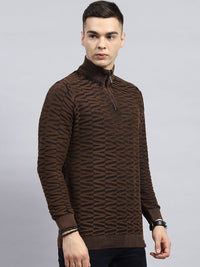 Monte Carlo Men Self Design High Neck Cotton Pullover Sweater