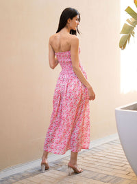 Sanskrutihomes Pakaian Midi Bandi Midi Strapless Bercetak Floral