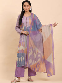 Mamicha Wanita Bercetak Kurta Kapas Tulen Biasa dengan Palazzos & Dengan Dupatta