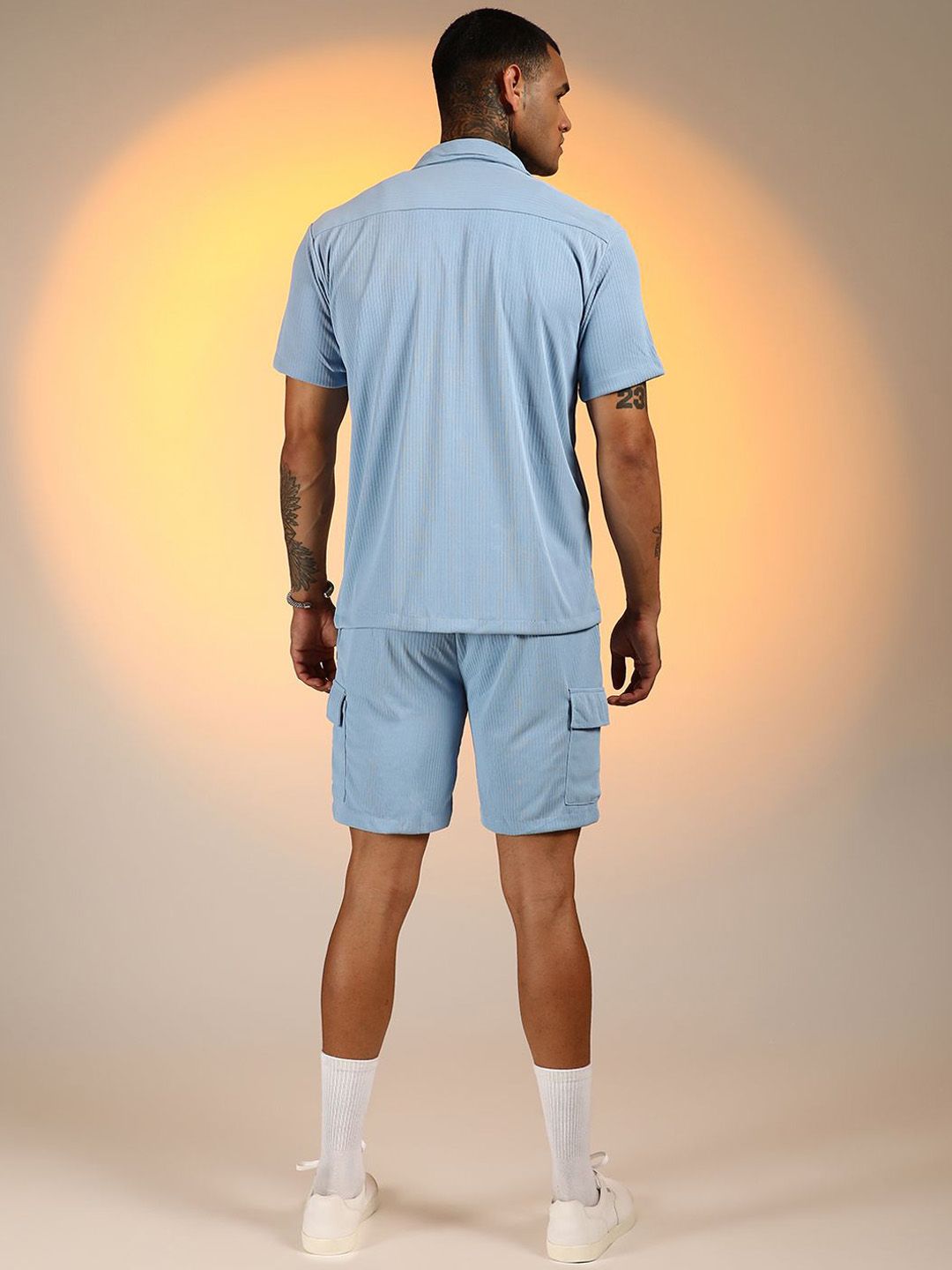 Campus Sutra Ribbed Utility Shirt with Shorts