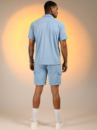 Campus Sutra Ribbed Utility Shirt with Shorts