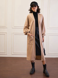 SASSAFRAS Open Front Balloon Sleeves Longline Shrug