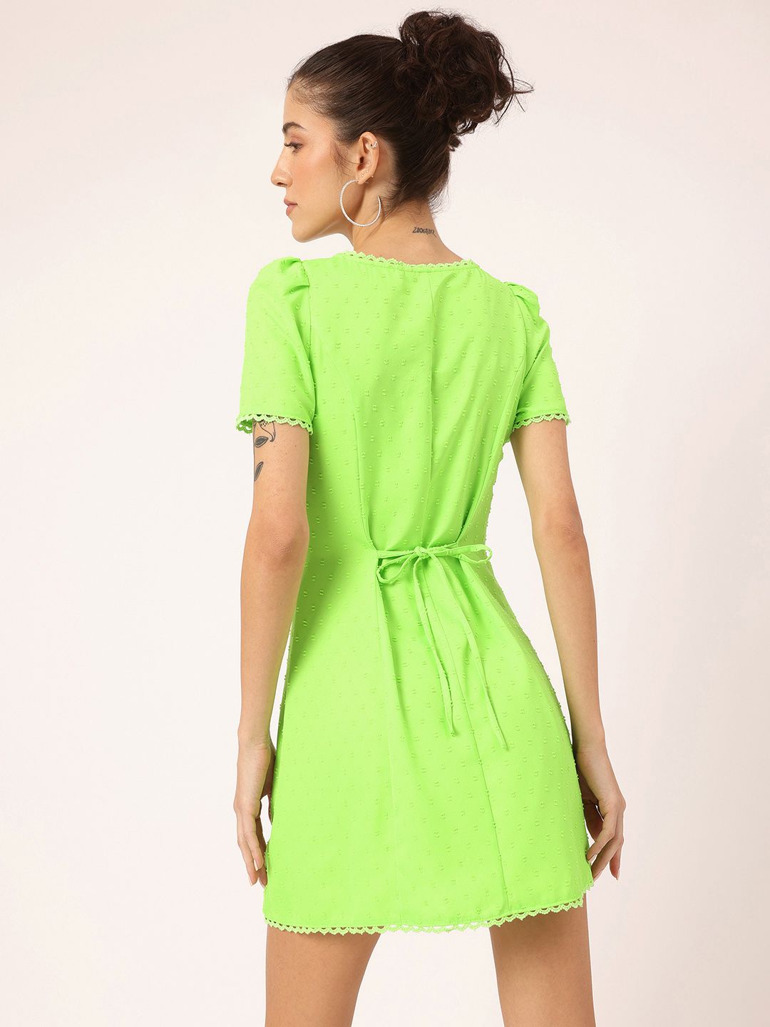 DressBerry Vibrant Essence Dobby Detail A-Line Mini Dress