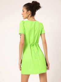 DressBerry Vibrant Essence Dobby Detail A-Line Mini Dress