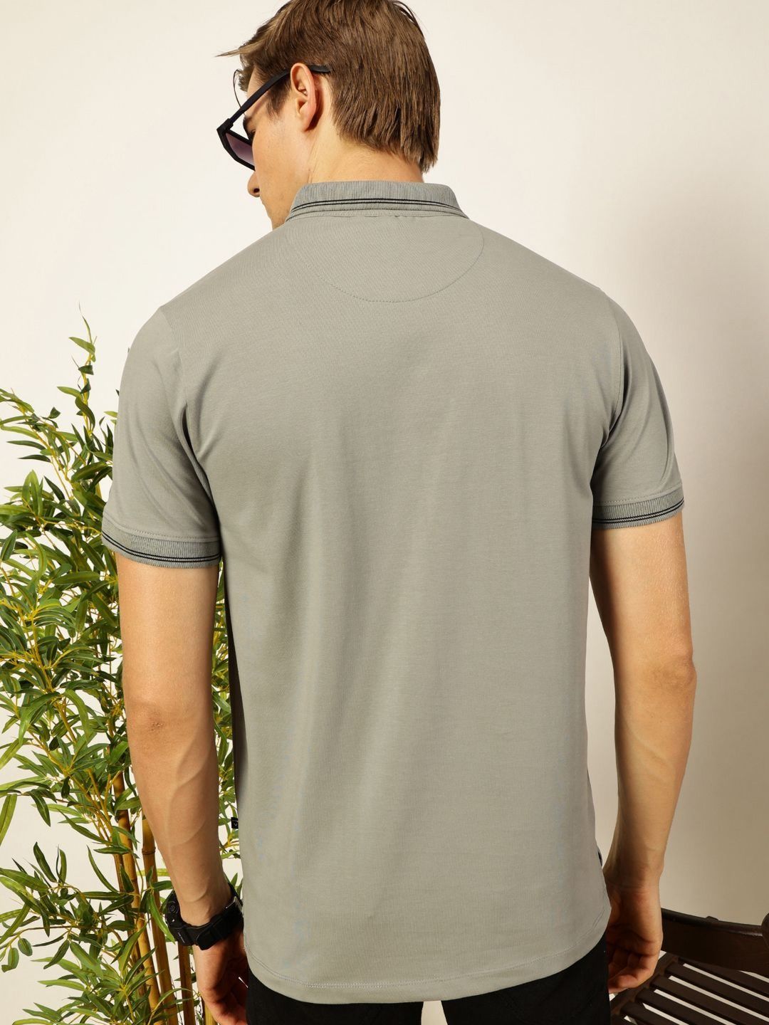 Thomas Scott Men Solid Polo Collar Cotton T-shirt