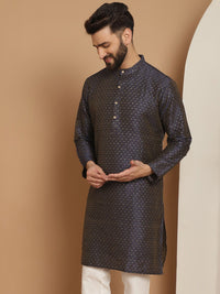 Anouk Men Navy Blue Flared Sleeves Kerja Benang Kurta
