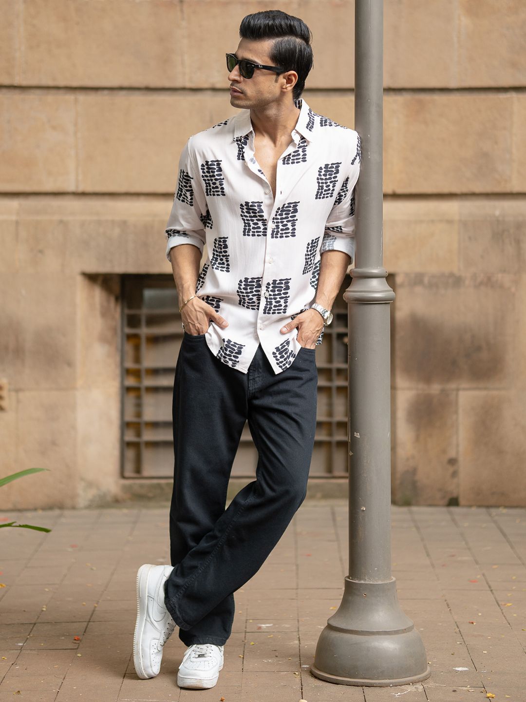 Powerlook Men Abstract Printed Spread Collar Casual Shirt