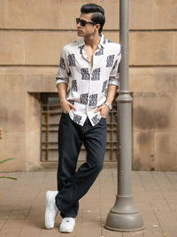 Powerlook Men Abstract Printed Spread Collar Casual Shirt