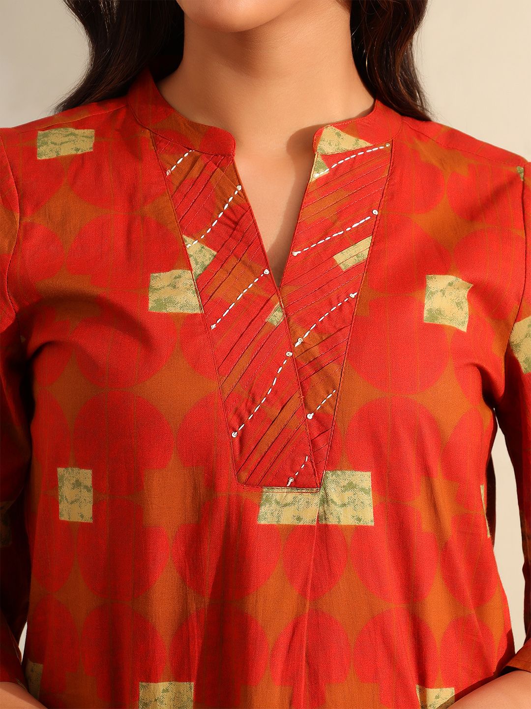 Mamicha Women Printed Regular Thread Work Pure Cotton Kurta with Palazzos