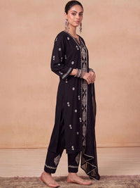 House of Chikankari Women Embroidered Thread Work Kurta with Trousers & Dupatta