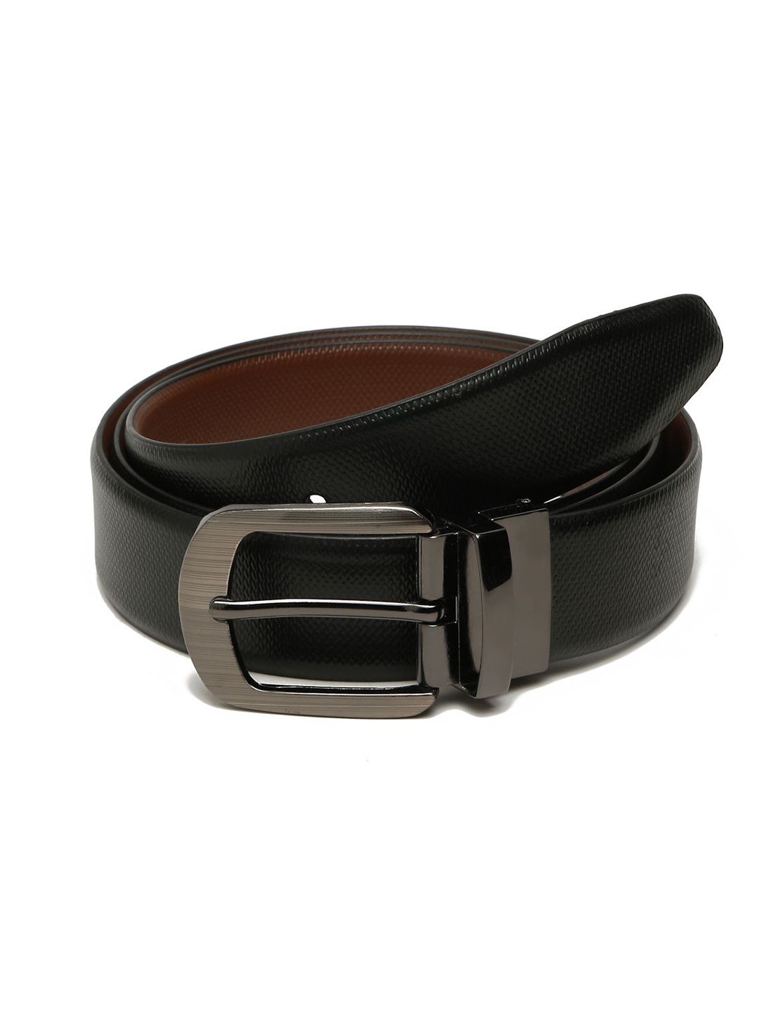 Teakwood Leathers Men Textured Leather Reversible Formal Belt