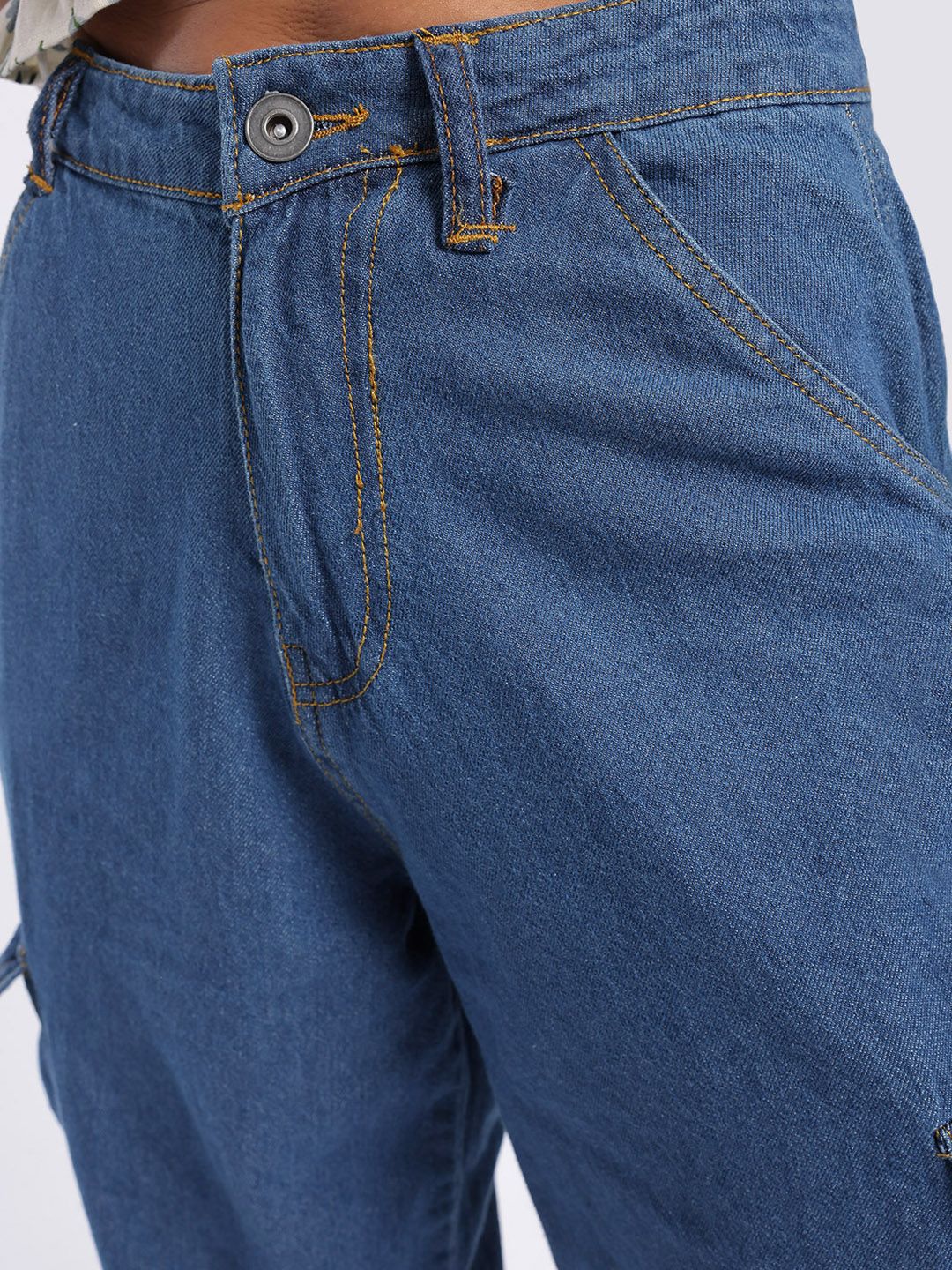 DressBerry Women Panelled Cargo-Style Baggy Jeans