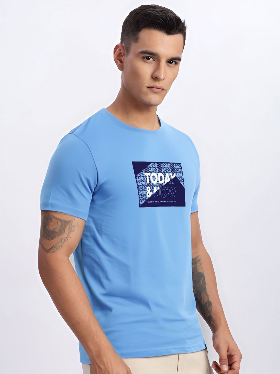 ADRO Men Typography Printed Round Neck Cotton T-shirt