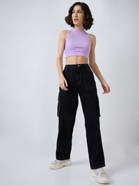 SPYKAR Women Straight Fit High-Rise Cargo Styles Jeans