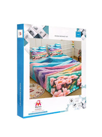 Myntra Elegant Blue & Pink Floral 400 TC King 7D Cadar & 2 Sarung Bantal 250X225 cm