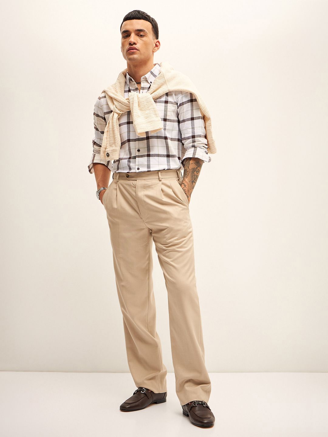 THE BEAR HOUSE Men Slim Fit Checked Casual Shirt