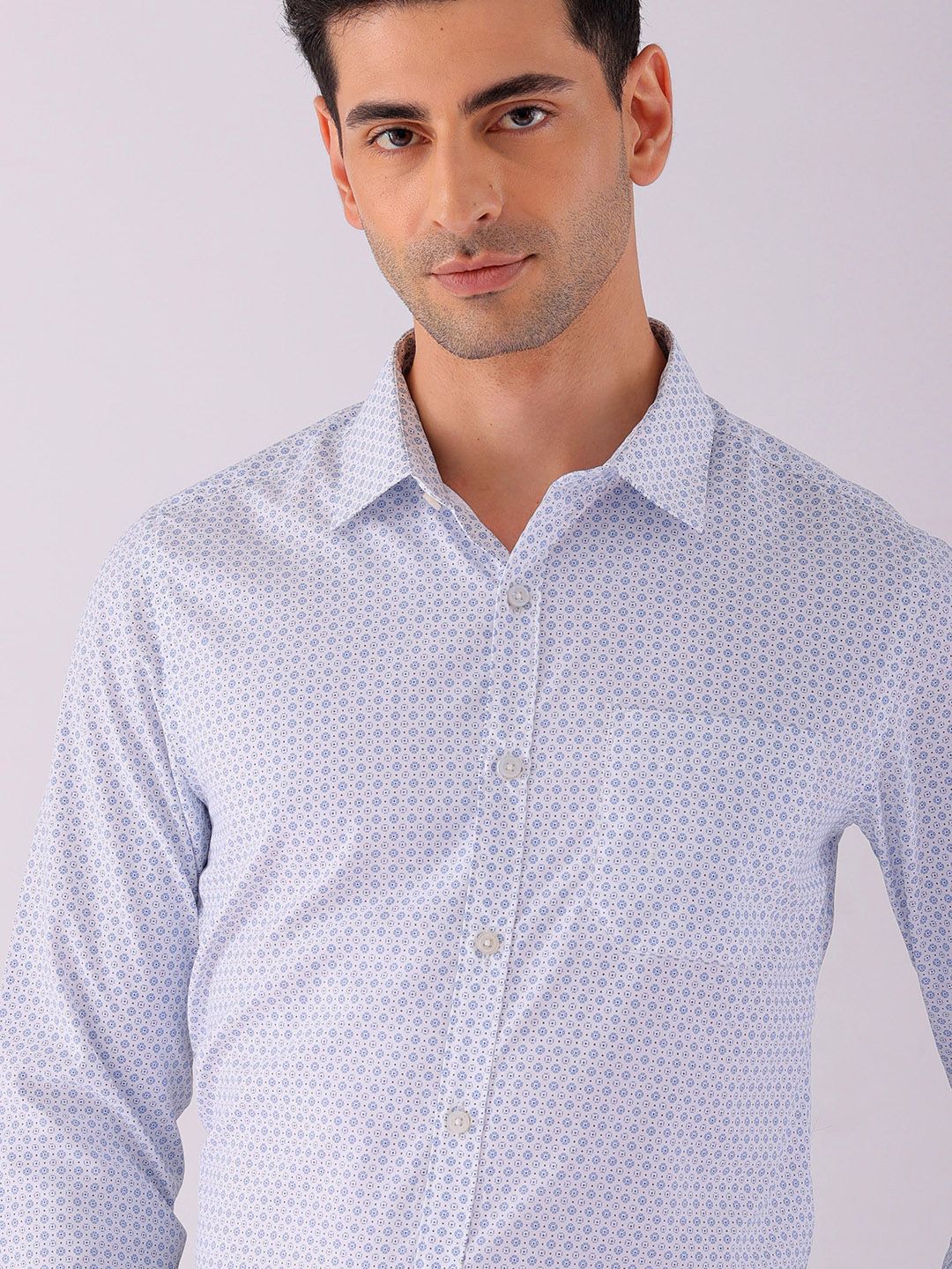 The Indian Garage Co. X Luxe Men Spread Collar Micro Ditsy Printed Slim Fit Formal Shirt